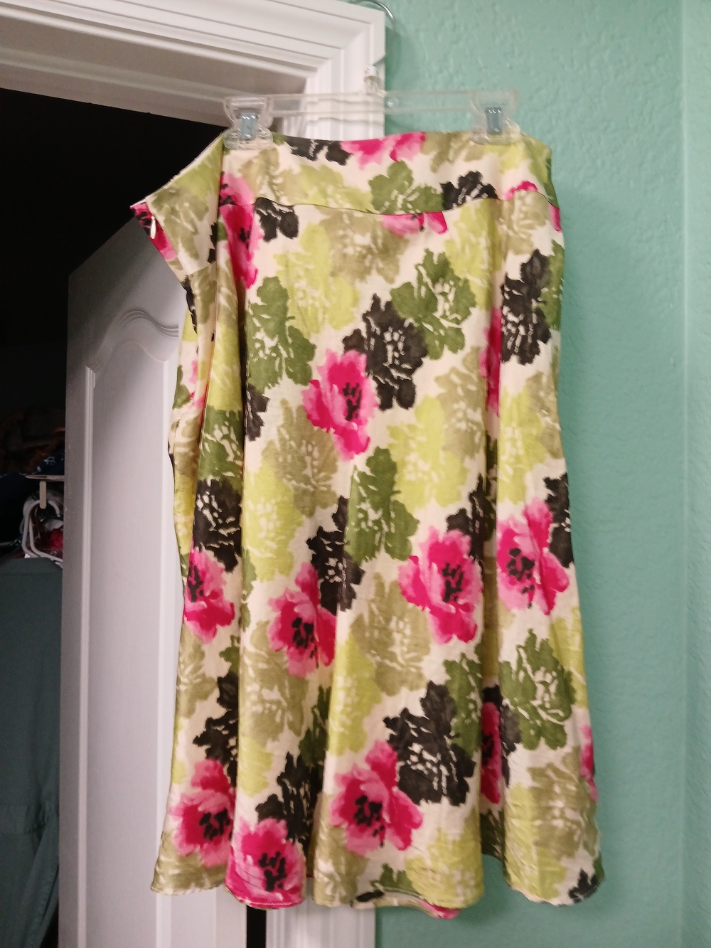 Ann Taylor Floral A-Line Skirt in Pink, Green and Black